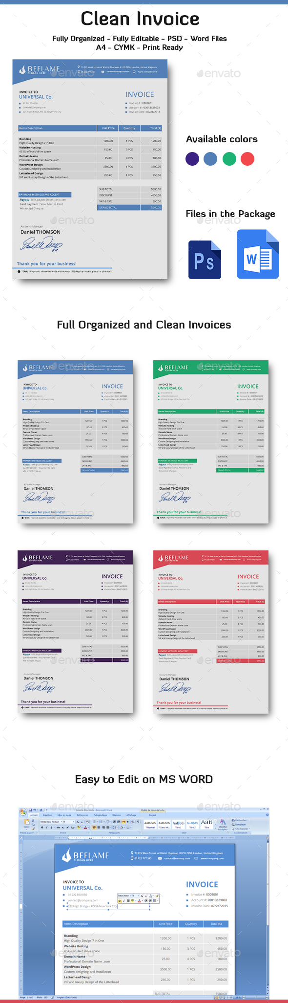 Invoice Word - Proposals & Invoices Stationery