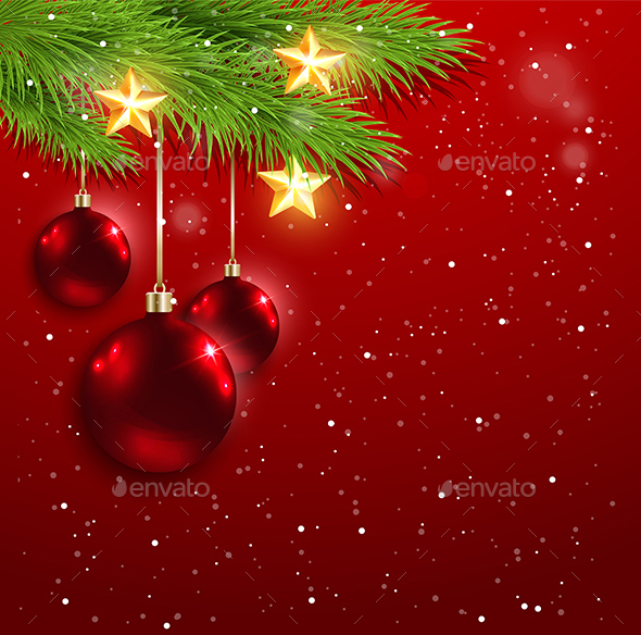 Red Decorations and Golden Stars - Christmas Seasons/Holidays