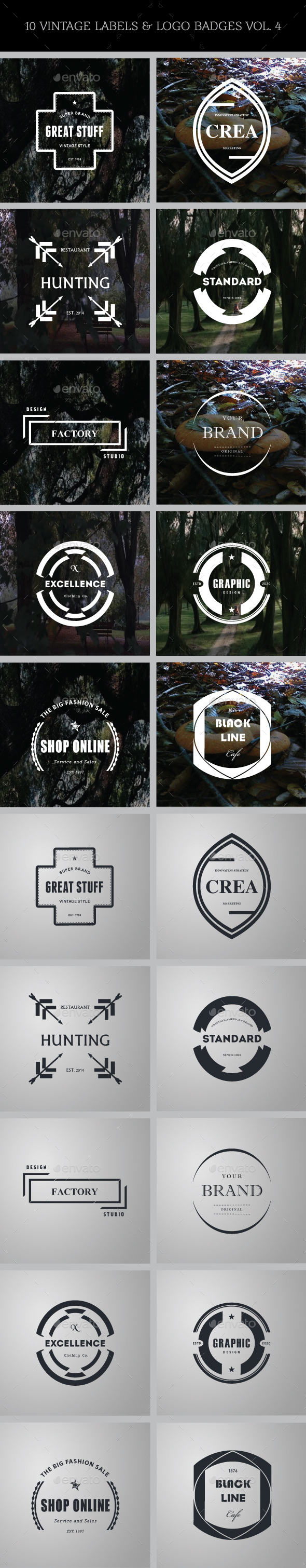 10 Vintage Labels & Logo Badges Vol. 4 - Badges & Stickers Web Elements
