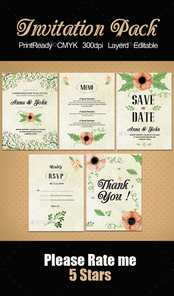 Invitation Pack Templates - Weddings Cards & Invites