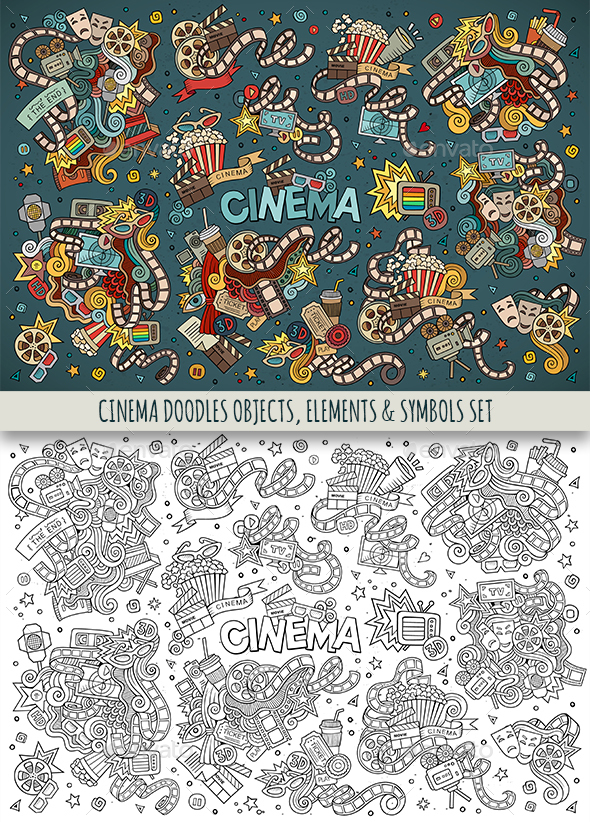 Cinema Doodles Symbols Set - Media Technology