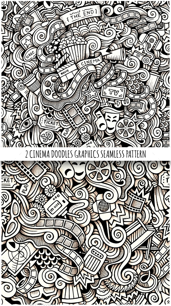 2 Cinema Doodles Graphics Seamless Patterns - Media Technology