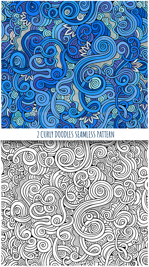 2 Curly Seamless Patterns - Backgrounds Decorative