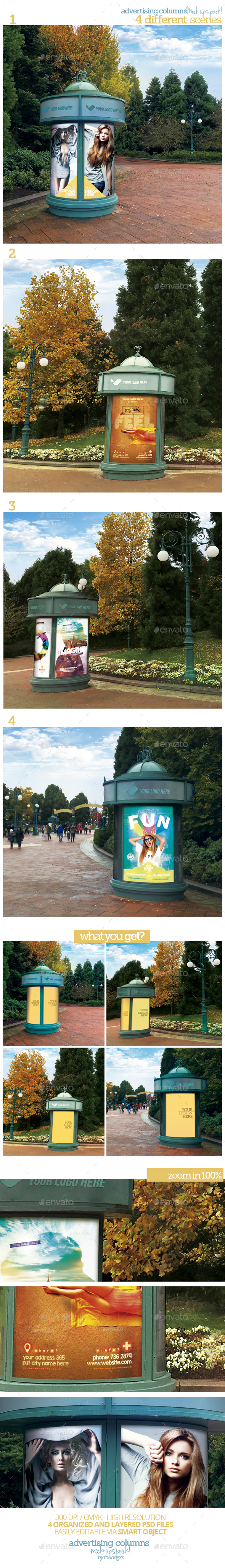 Advertising Columns Mock-Ups Pack - Posters Print