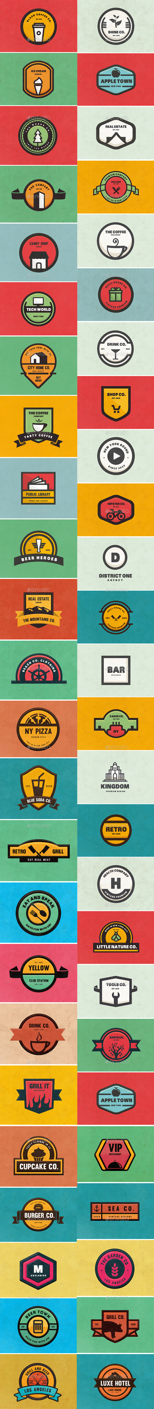 BUNDLE 50 Logos & Badges - Badges & Stickers Web Elements