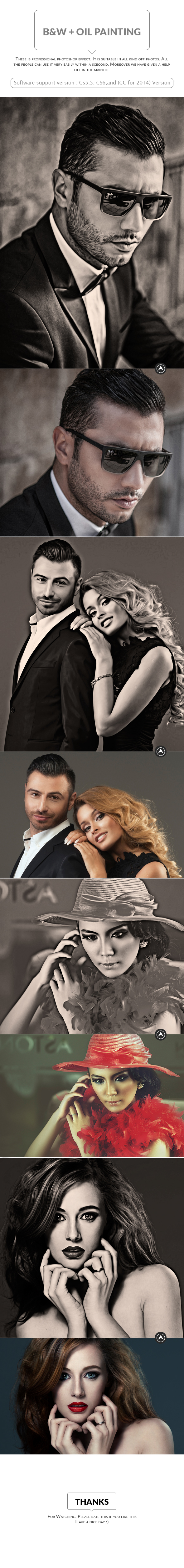 B&W and Oil Painting - Photo Effects Actions