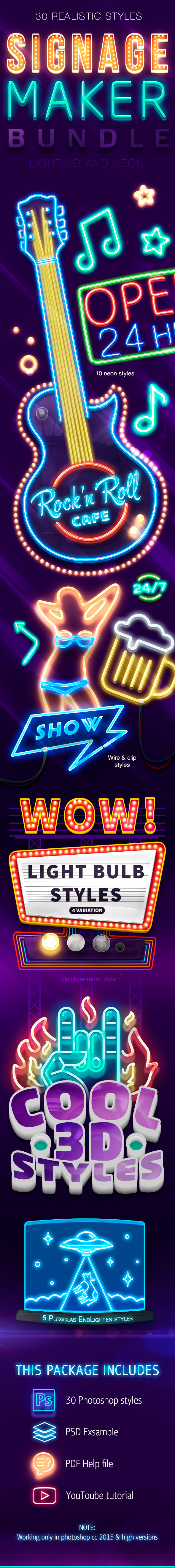 Signage Light Maker Bundle - Styles Photoshop