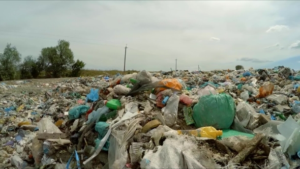 Garbage Dumped Into Huge Heap At Landfill