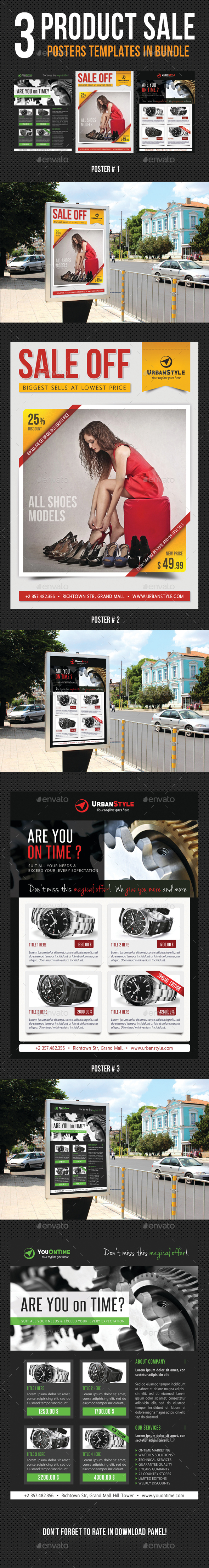 3 in 1 Product Sale Promotion Poster Bundle - Signage Print Templates