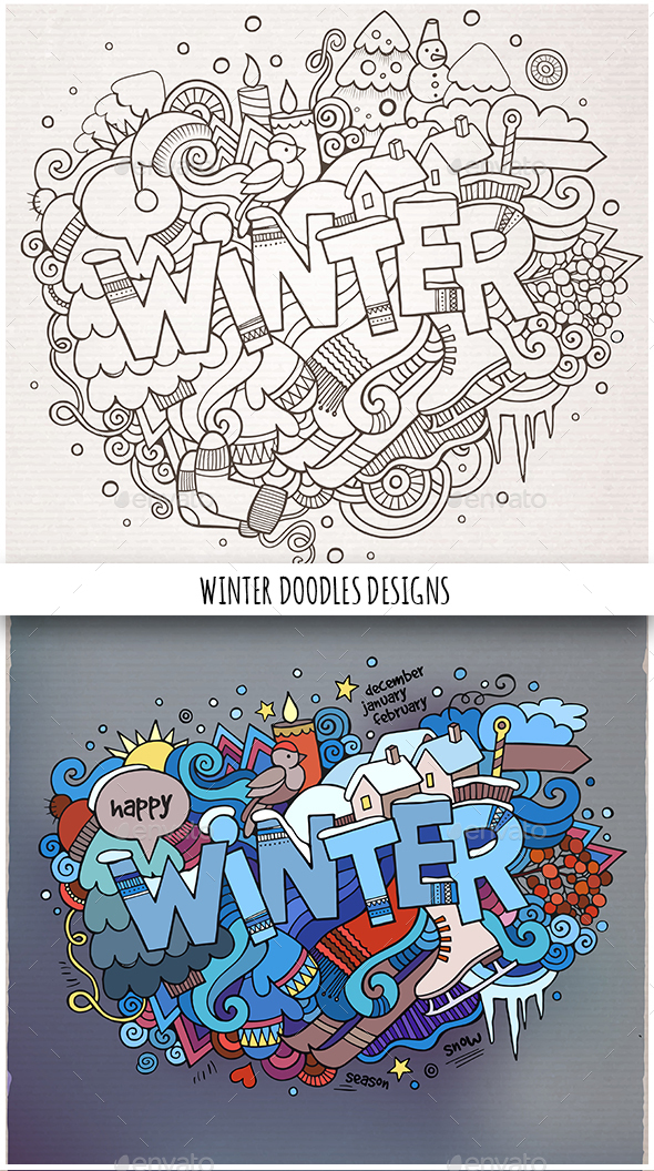 2 Winter Doodles Designs - Seasons/Holidays Conceptual