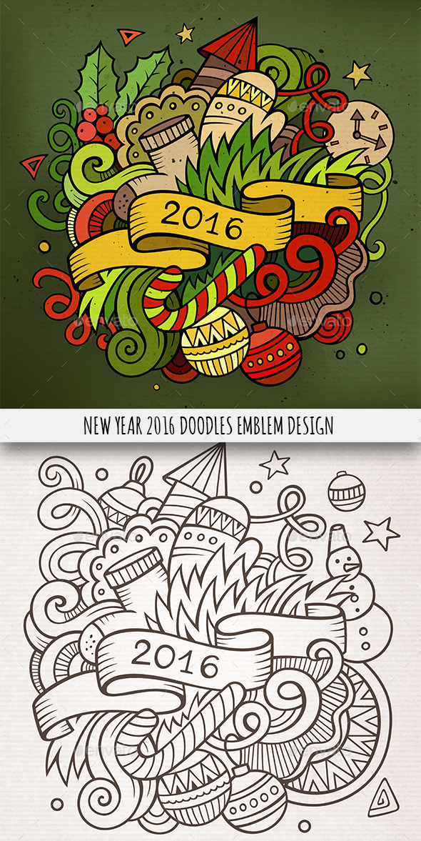 2016 Year Doodles Emblem Design - New Year Seasons/Holidays