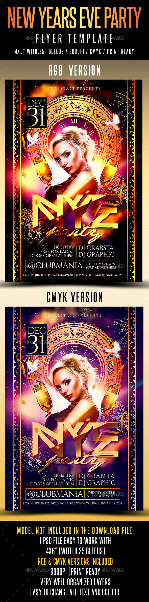 New Years Eve Party Flyer Template - Flyers Print Templates