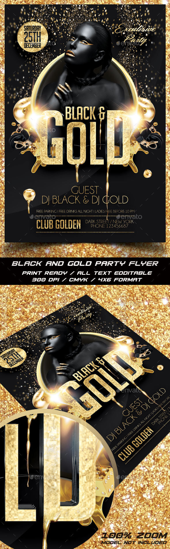 Black and Gold Party Flyer - Events Flyers