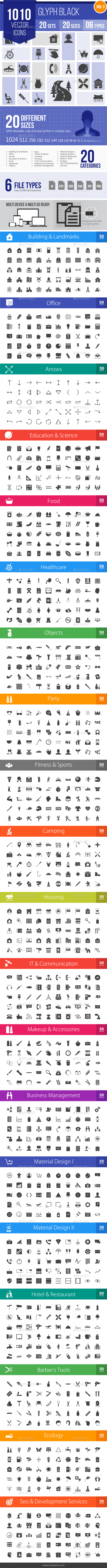 1010 Vector Glyph Icons - Icons