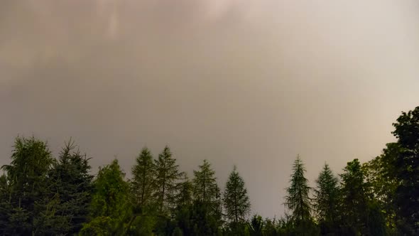 Storm with Lightnings into Starry Sky