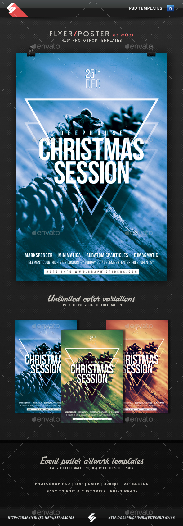 Christmas Session - Minimal Party Flyer Template - Clubs & Parties Events