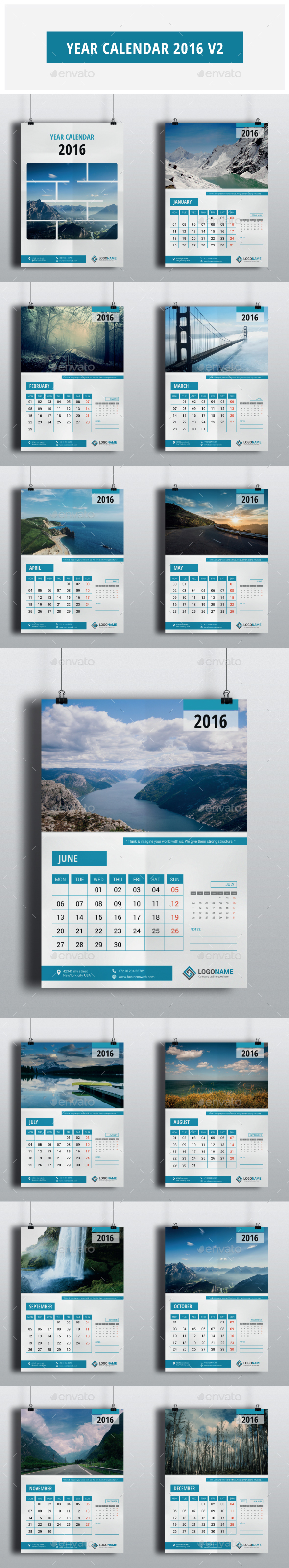 Year Calendar 2016 V2 - Calendars Stationery