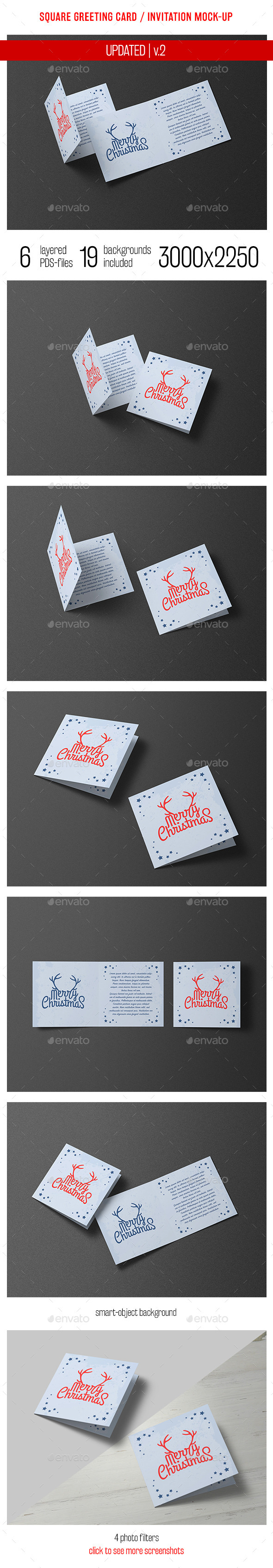 Square Greeting Card and Invitation Mockup - Miscellaneous Print