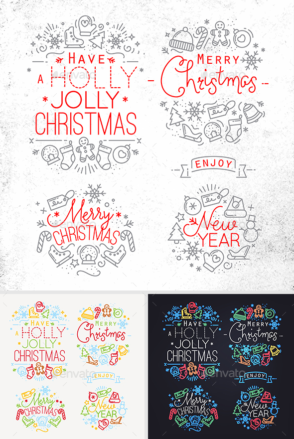 Flat Christmas Signs - Badges & Stickers Web Elements