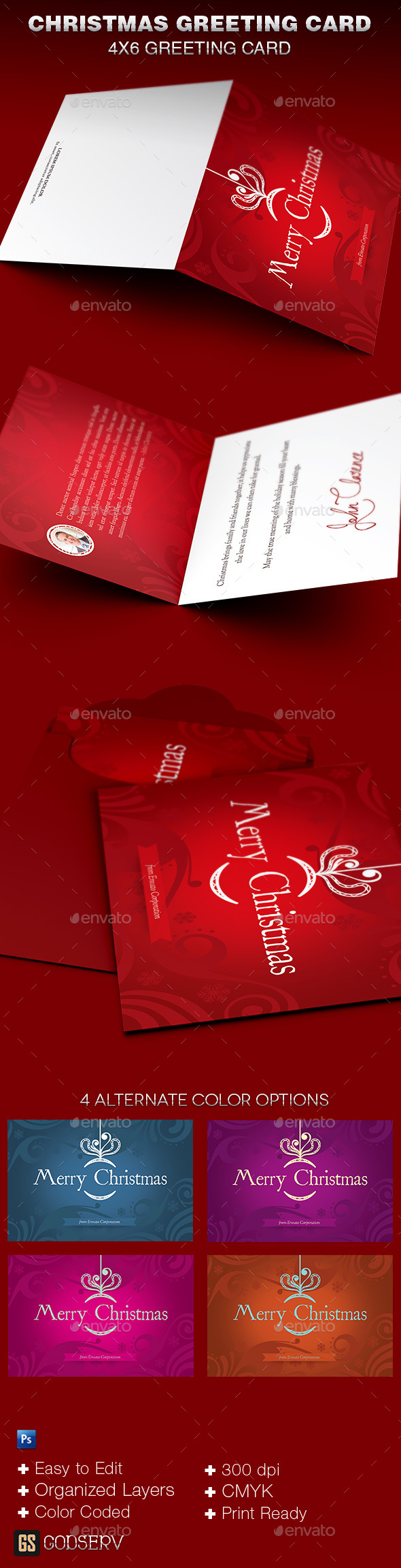 Christmas Greeting Card Template - Holiday Greeting Cards