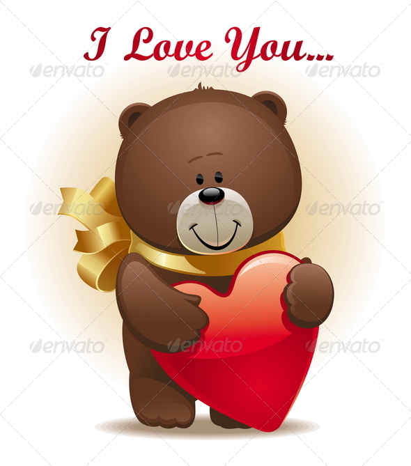 Valentines Design - Cute Bear With Bow & Heart