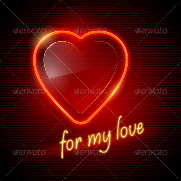 Vector Illustration - Neon Red Heart - Valentines Seasons/Holidays