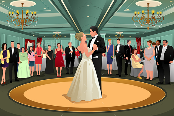 Bride Groom Dancing Their First Dance - Weddings Seasons/Holidays