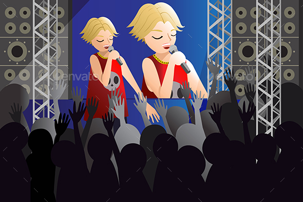 Singer Singing on a Stage - People Characters