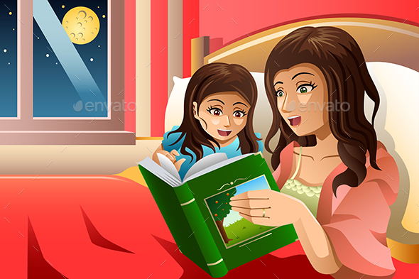 Mother Telling a Bedtime Story - People Characters