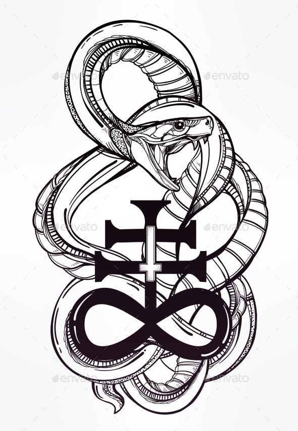snake with satanic cross illustration by itskatjas snake with satanic cross illustration by itskatjas
