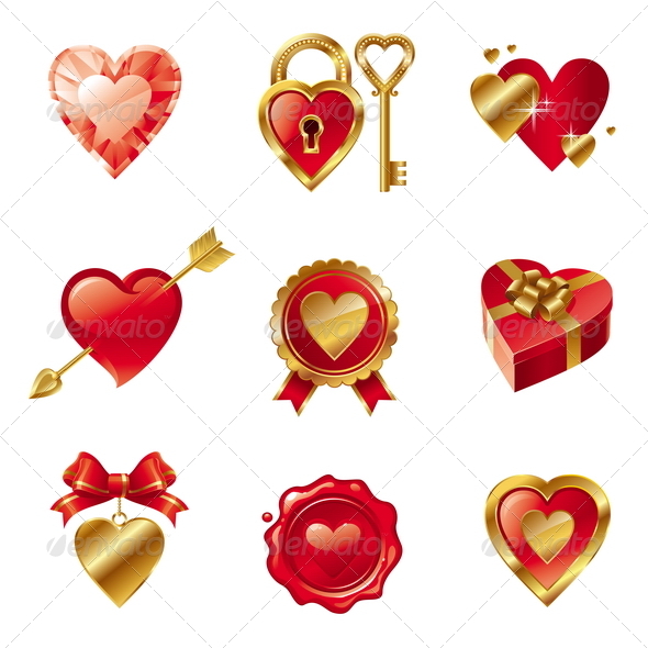 Vector Set With Valentines Signs And Symbols - Valentines Seasons/Holidays