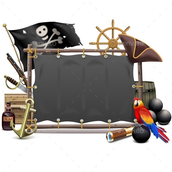 Vector Pirate Frame with Sail - Travel Conceptual