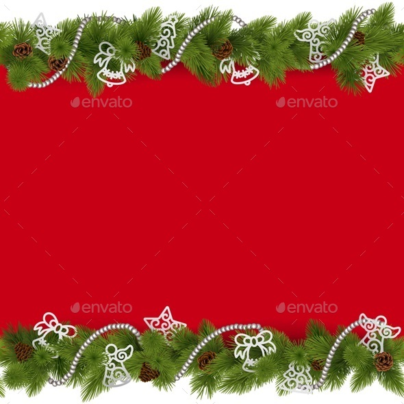 Vector Christmas Border with Beads - Christmas Seasons/Holidays