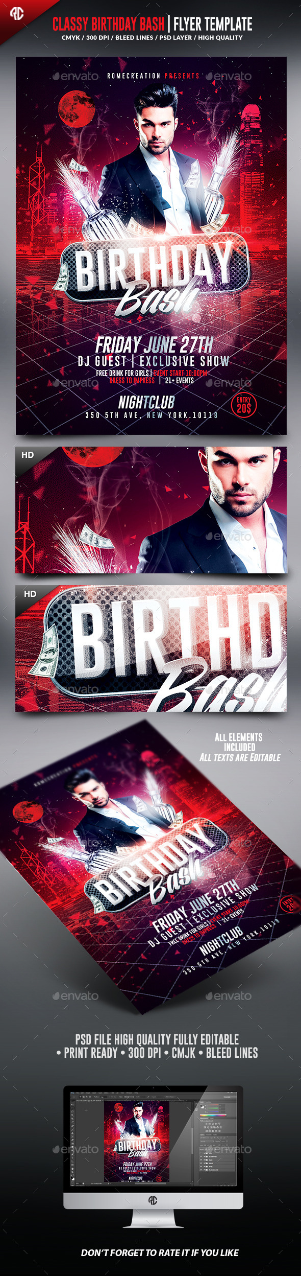 Birthday Bash | Classy Flyer Template - Clubs & Parties Events