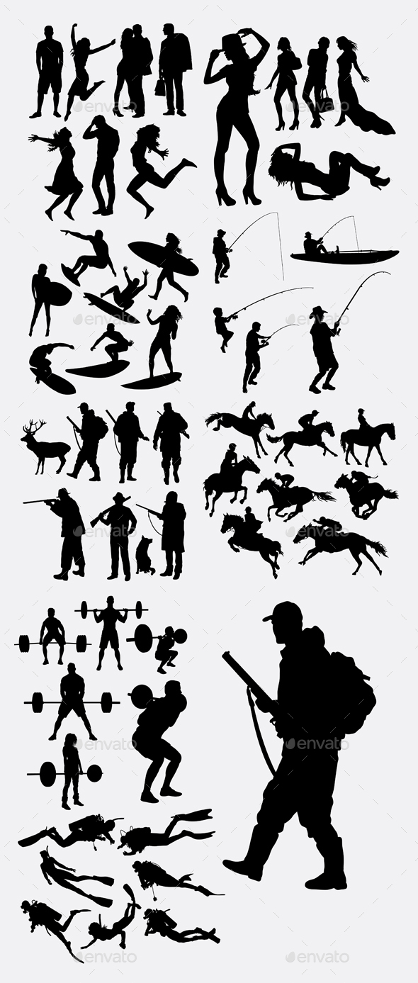 Male and Female People Silhouettes - People Characters