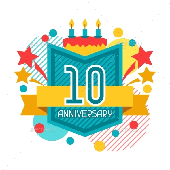 Anniversary Abstract Background With Ribbon - Birthdays Seasons/Holidays