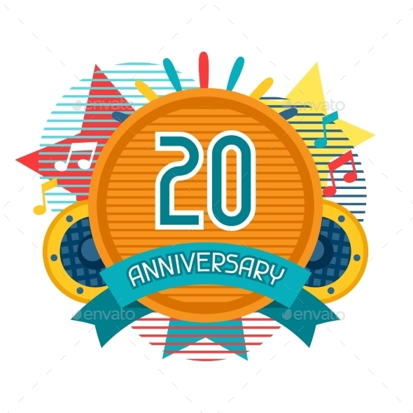 Anniversary Abstract Background With Ribbon - Birthdays Seasons/Holidays