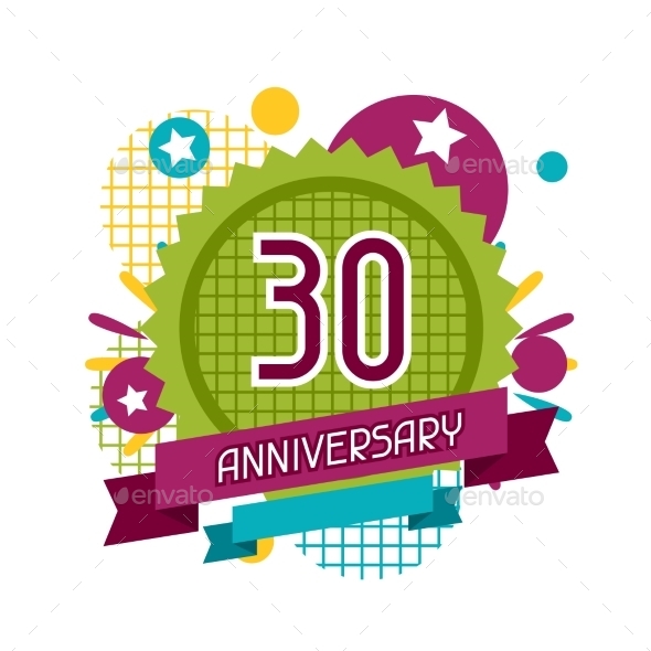Anniversary Abstract Background With Ribbon - Birthdays Seasons/Holidays