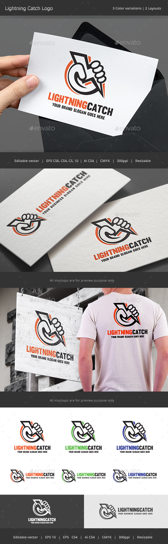 Lightning Catch Logo - Vector Abstract