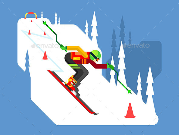 Slalom Downhill Skiing - Sports/Activity Conceptual