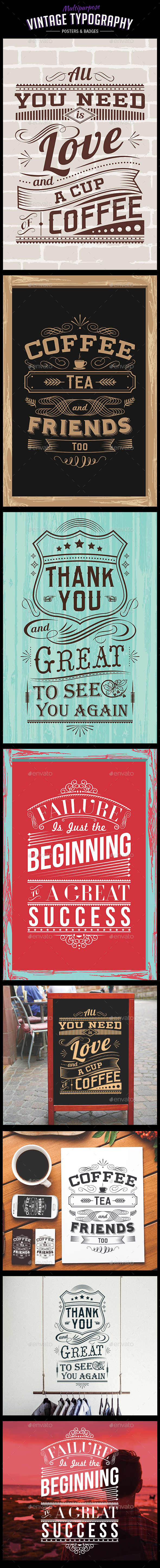 Vintage Typography Posters Badges - Badges & Stickers Web Elements