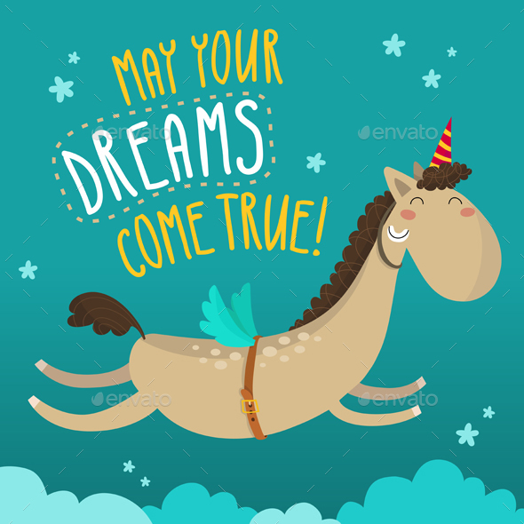 Dreamy Horse Greeting Card Design - Miscellaneous Vectors