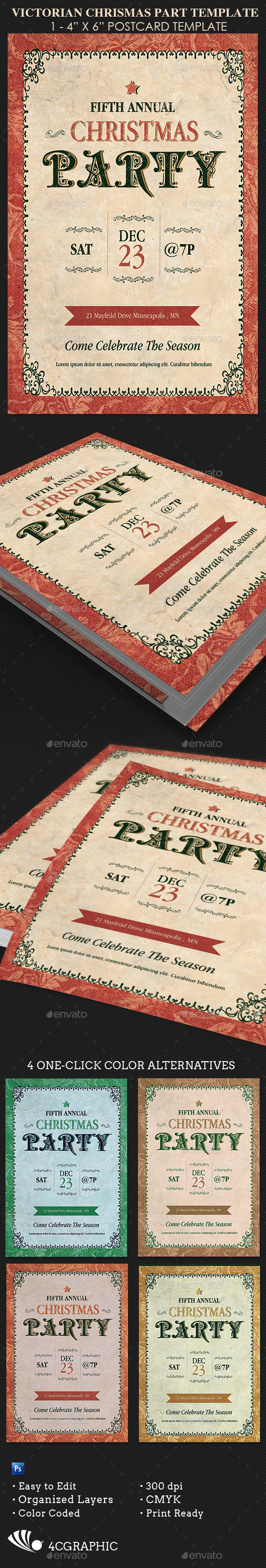 Victorian Christmas Party Flyer - Events Flyers
