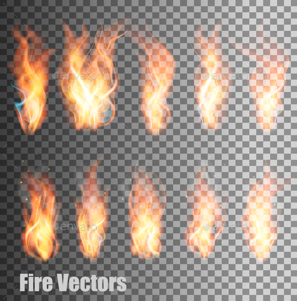 Fire on Transparent Background Vector - Organic Objects Objects