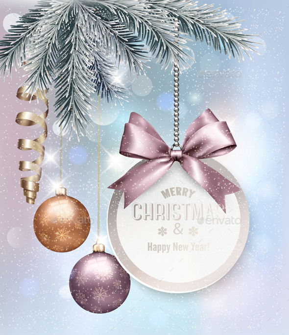 Christmas Background With Colorful Balls - Christmas Seasons/Holidays