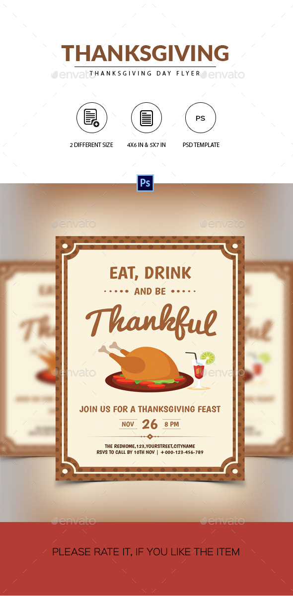 Minimal Retro Flyer for Thanksgiving Day - Events Flyers