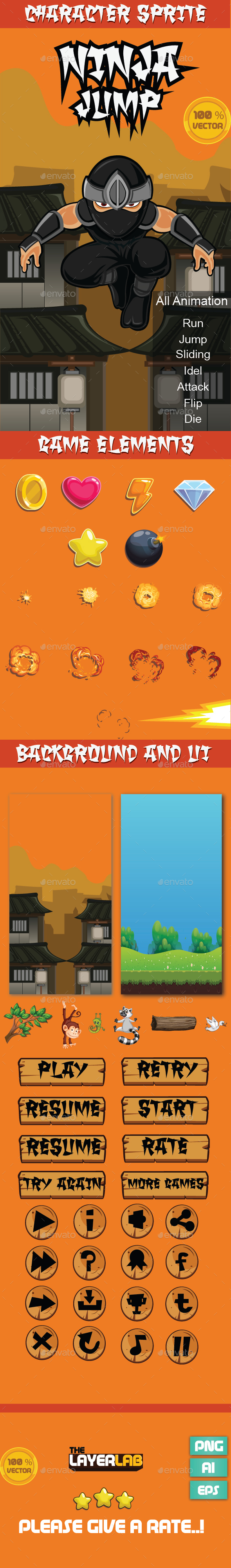 NINJA JUMP GAME UI - Game Assets
