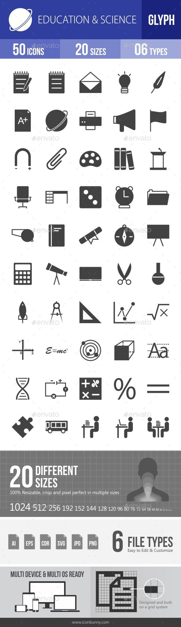 Education & Science Glyph Icons - Icons