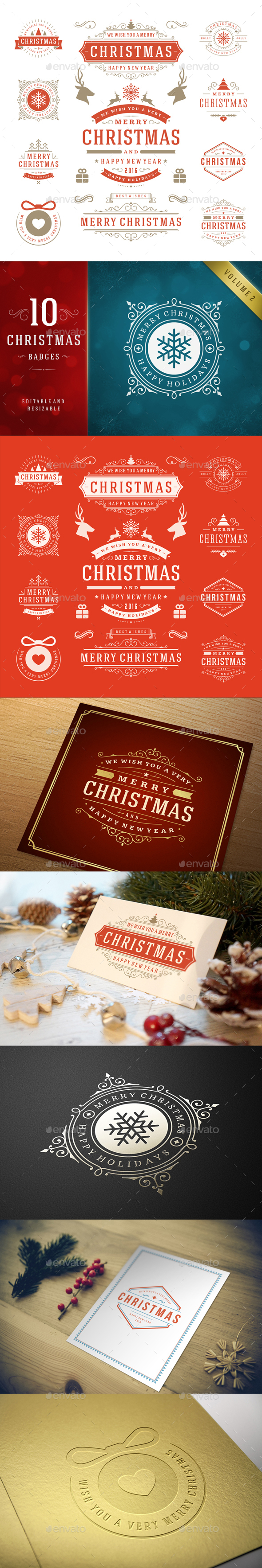 10 Christmas labels and badges - Badges & Stickers Web Elements