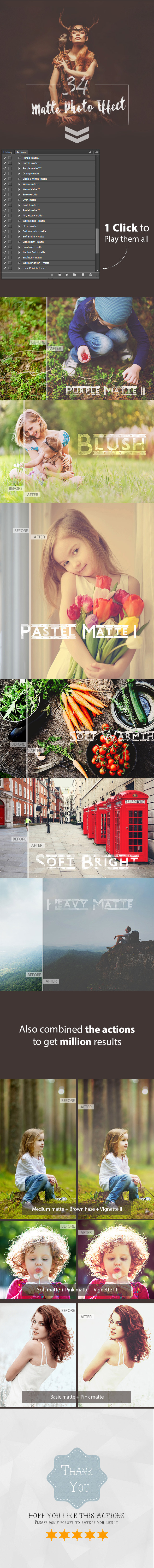 34 Matte Photo Effect Premium Collection - Photo Effects Actions